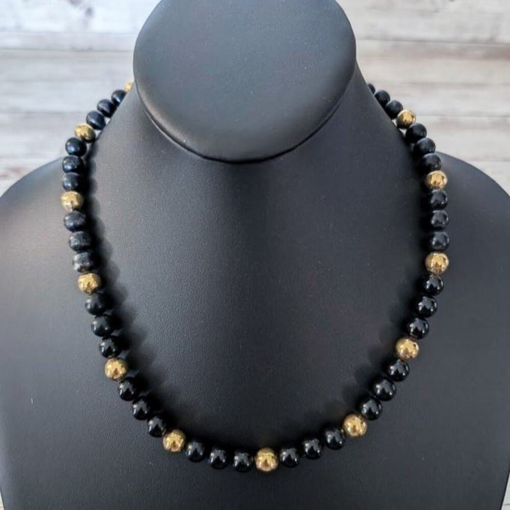 Vintage Napier Necklace Black & Gold Tone